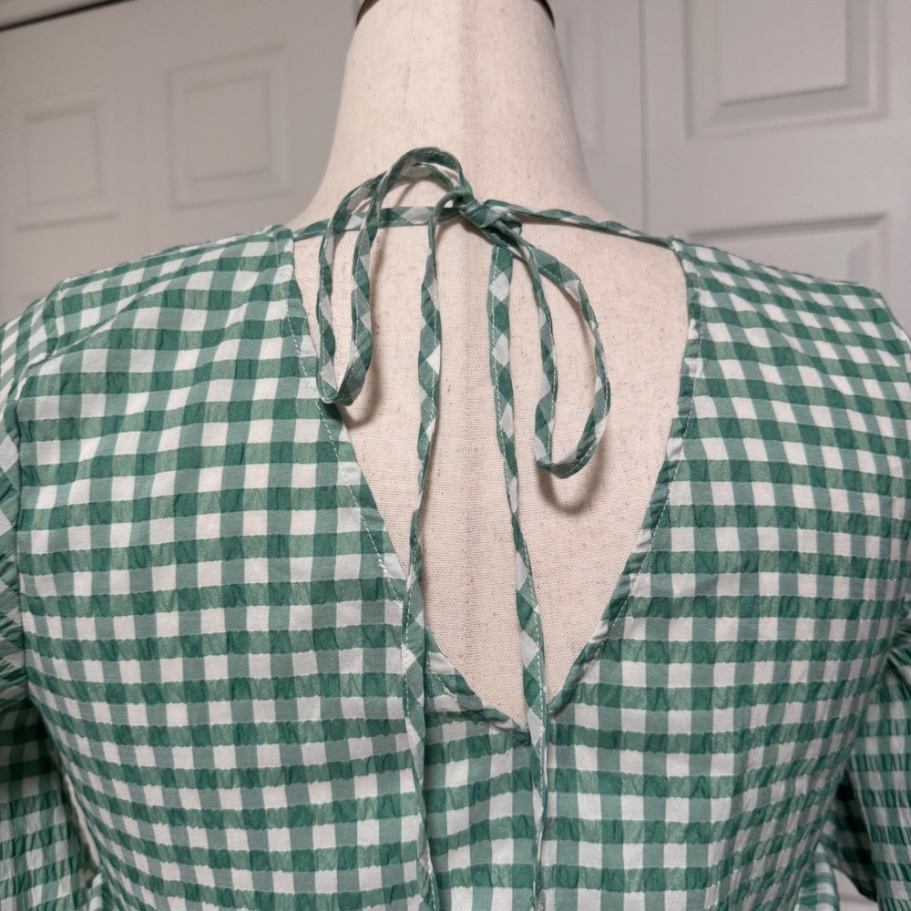 Loft Women's Fit and Flare Checkered Gingham Large dress cottagecore ruffle - Picture 4 of 10